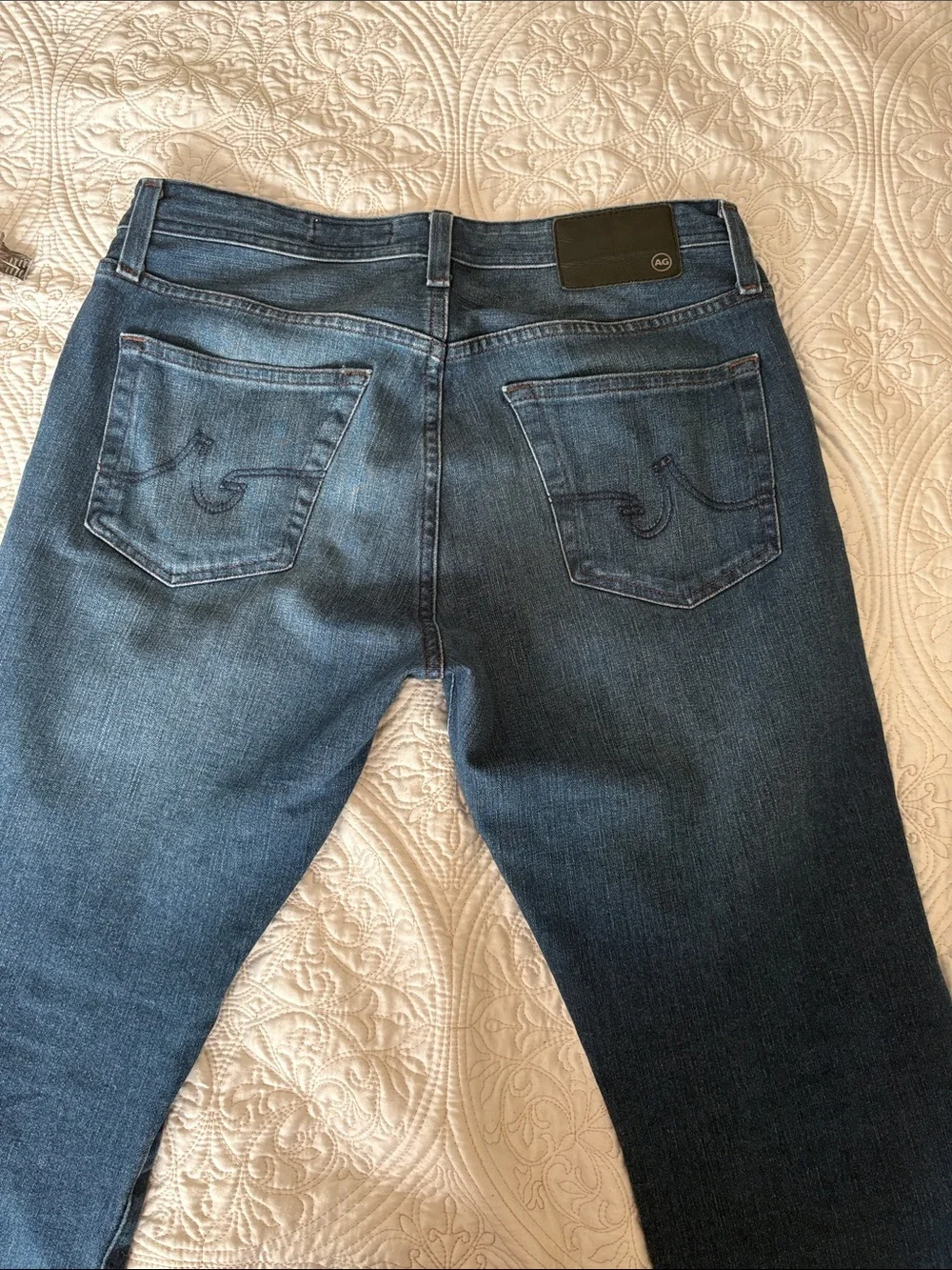 Ag Adriano Goldschmied Men's Straight Jeans in Dark Blue Denim